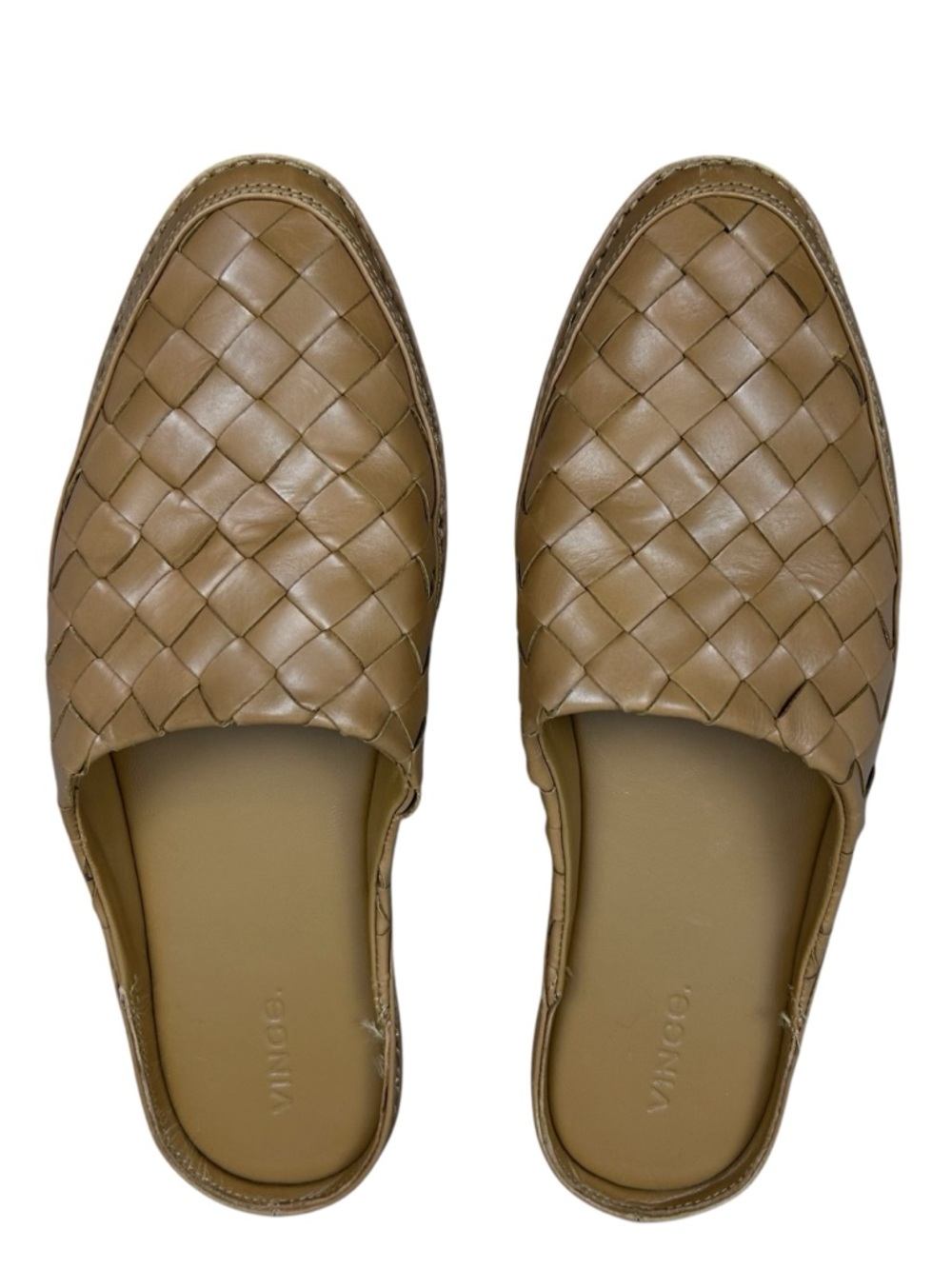 Vince Freeman Woven Leather Mule Flats Slip On Loafer Size US 8.5 EU 38.5 Brown - Picture 6 of 16